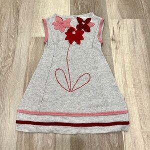 Field & Flower Dress Girls 12-18 Months Knit Appliqué Felt Flowers Boho Cottage